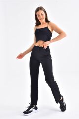 Kadın Bel Lastikli Likralı Pantolon Siyah - XL