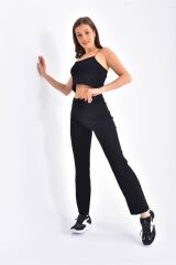 Kadın Bel Lastikli Likralı Pantolon Siyah - XL