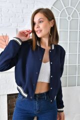 Kadın Bomber Kolej Ceket Lacivert - M