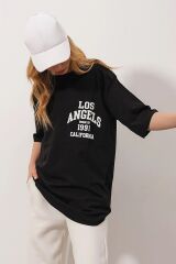 Unisex Bisiklet Yaka Baskılı Oversize T-shirt