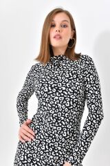 Kadın Desenli Elbise Zebra - S