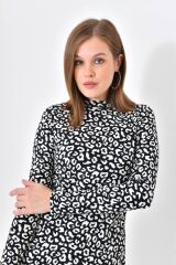 Kadın Desenli Elbise Zebra - L