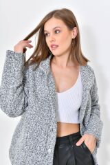 Kadın Hot Model Astarlı Kaşe Ceket Gri - S