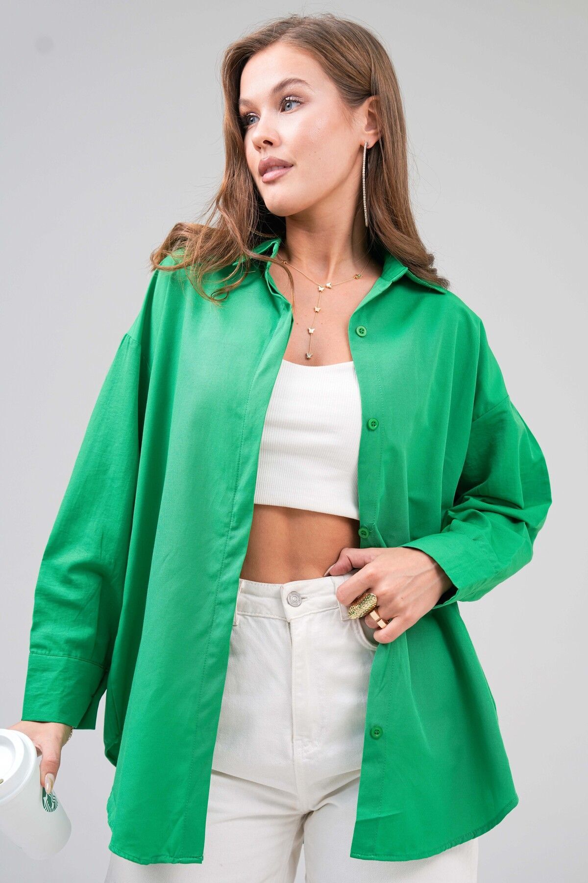 Kadın Basic Oversize Gömlek