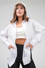 Kadın Basic Oversize Gömlek Beyaz - L