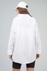 Kadın Basic Oversize Gömlek Beyaz - L