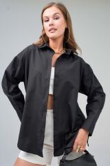 Kadın Basic Oversize Gömlek Siyah - M