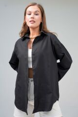 Kadın Basic Oversize Gömlek Siyah - M