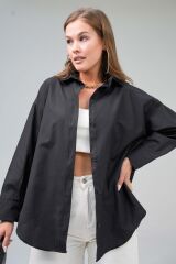 Kadın Basic Oversize Gömlek Siyah - M