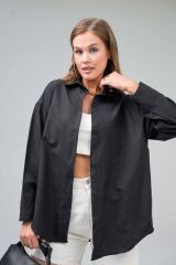 Kadın Basic Oversize Gömlek Siyah - M