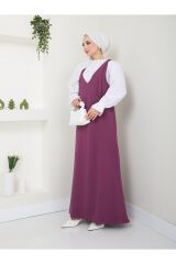 Kadın 2 Parça Gömlekli Takım Jile Elbise Mor - 2XL