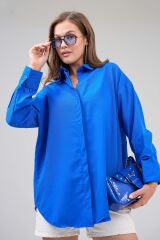 Kadın Basic Oversize Gömlek Mavi - M
