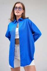 Kadın Basic Oversize Gömlek Mavi - M