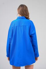 Kadın Basic Oversize Gömlek Mavi - M