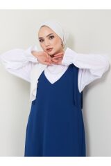Kadın 2 Parça Gömlekli Takım Jile Elbise Lacivert - 2XL