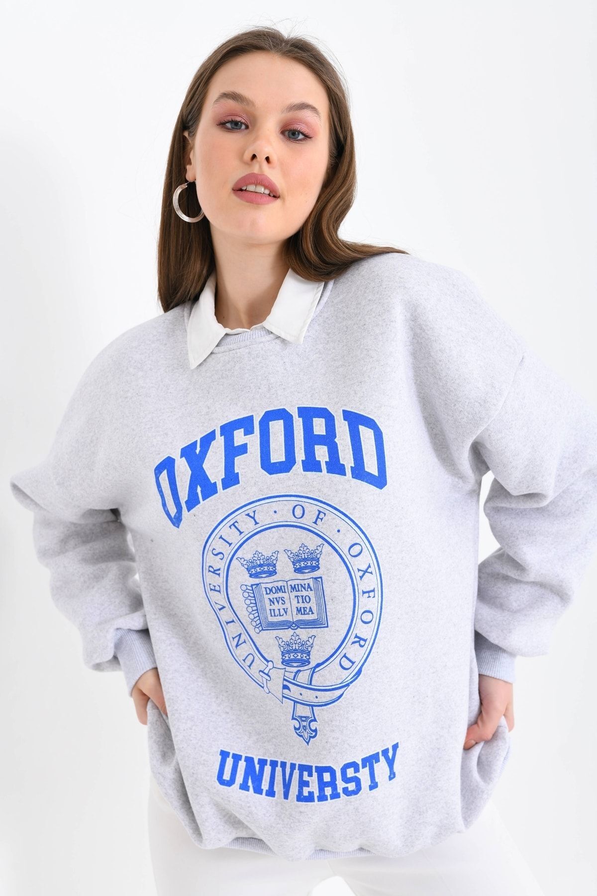 Kadın Oxford Baskılı 3iplik Sweatshırt