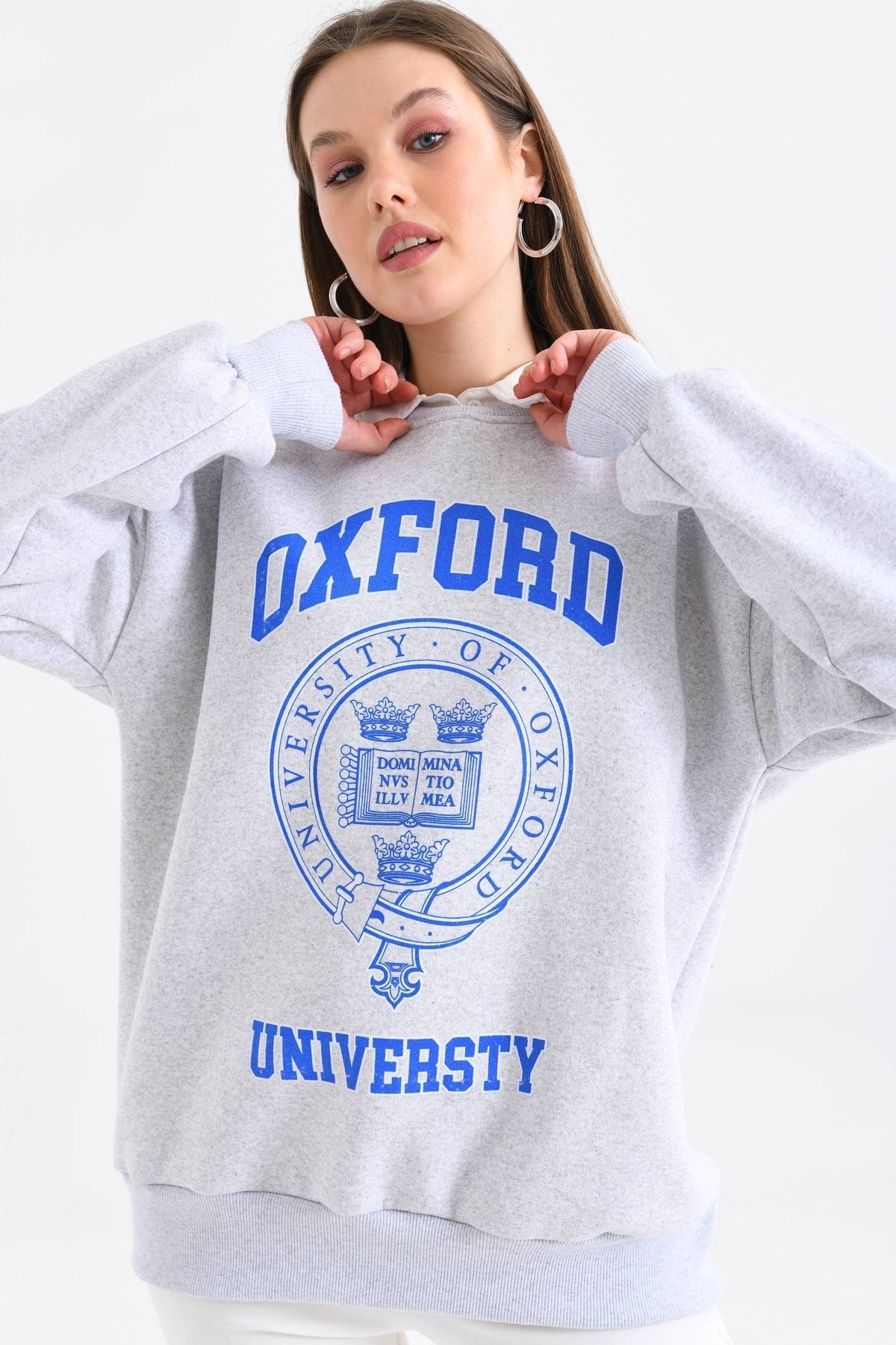 Kadın Oxford Baskılı 3iplik Sweatshırt