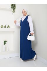 Kadın 2 Parça Gömlekli Takım Jile Elbise Lacivert - XL