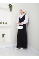 Kadın 2 Parça Gömlekli Takım Jile Elbise Siyah - 2XL