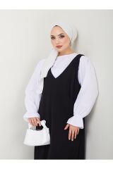 Kadın 2 Parça Gömlekli Takım Jile Elbise Siyah - 2XL