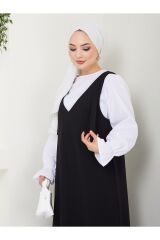 Kadın 2 Parça Gömlekli Takım Jile Elbise Siyah - 2XL