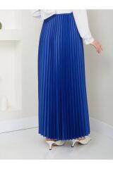 Kadın Piliseli Beli Lastikli Basic Etek Mavi - L/XL