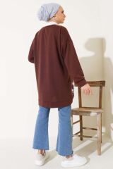 Kadın Varak Detaylı Tunik Kahverengi - L/XL