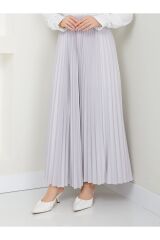 Kadın Piliseli Beli Lastikli Basic Etek Gri - L/XL