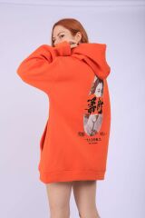 Turuncu Elizabeth Sırt Baskı Sweatshirt O Turuncu - Standart