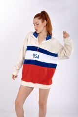 Beyaz Usa Parçalı Polar Beyaz - M