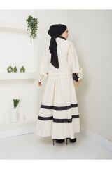 Kadın Astarlı Keten Takım Krem - L/XL