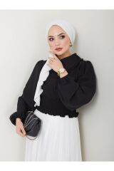 Kadın Ayrobin Bebe Yaka Tesettür Bluz Siyah - XL