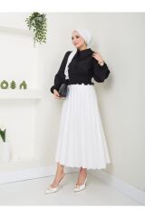 Kadın Ayrobin Bebe Yaka Tesettür Bluz Siyah - 2XL