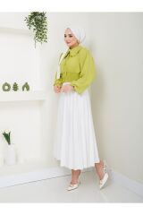 Kadın Ayrobin Bebe Yaka Tesettür Bluz YAĞ YEŞİLİ - 2XL