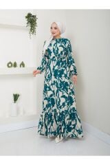 Kadın Çiçek Desenli Maxi Boy Kuşaklı Elbise
