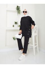 Kadın Düğme Detaylı Crep Takım