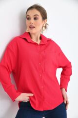 Kadın Sırt Düğmeli Oversize Gömlek