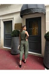 Kadın Premium Kumaş Yelekli Şalvar Kesim Pantolonlu Takım