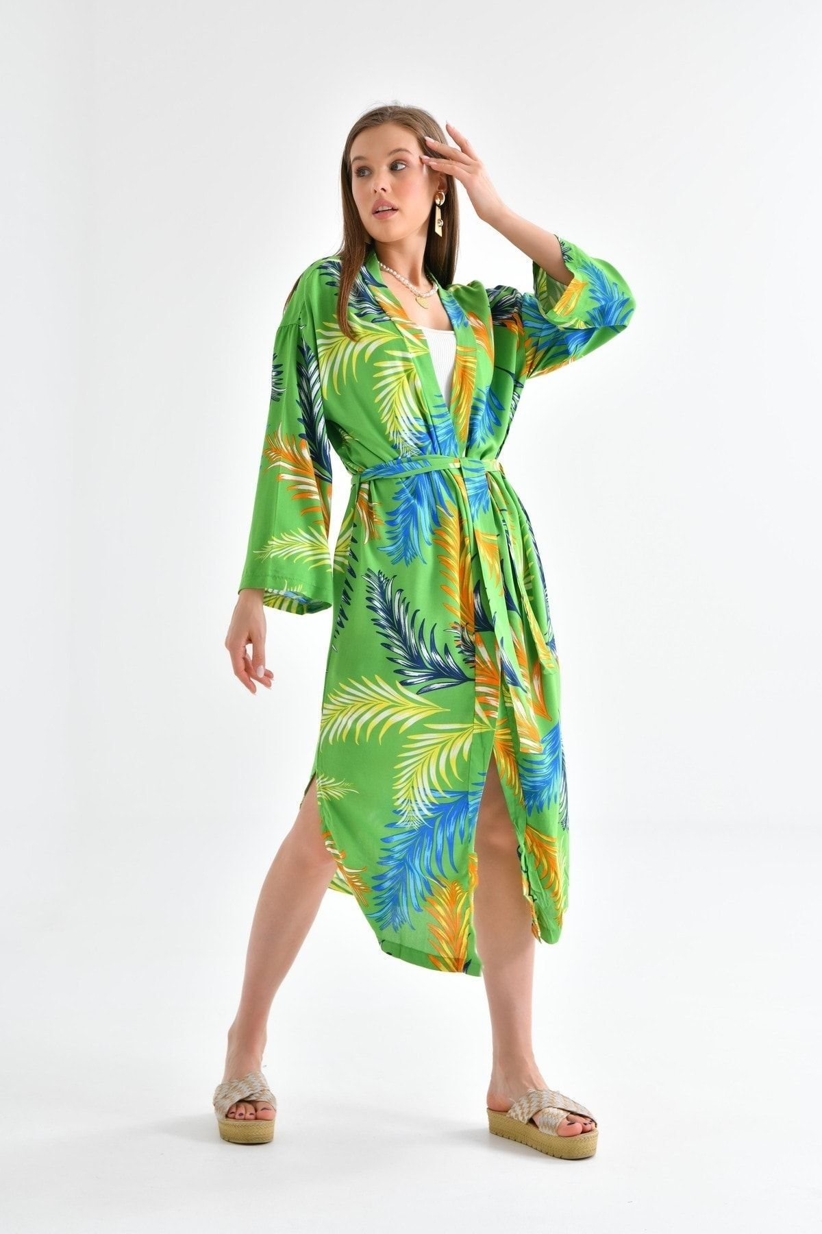 Kadın Multi Desen Maxi Boy Kimono