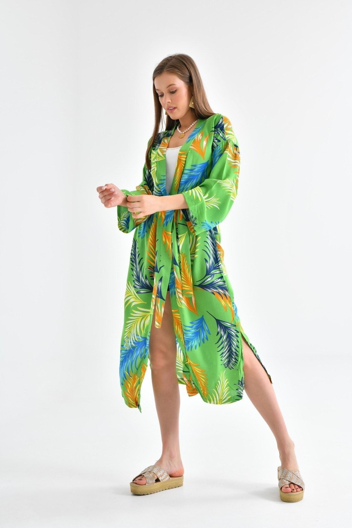 Kadın Multi Desen Maxi Boy Kimono