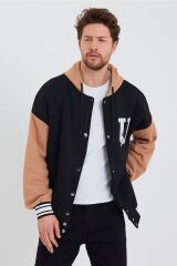 Unisex Kapüşonlu Usa Nakışlı Kolej Ceket
