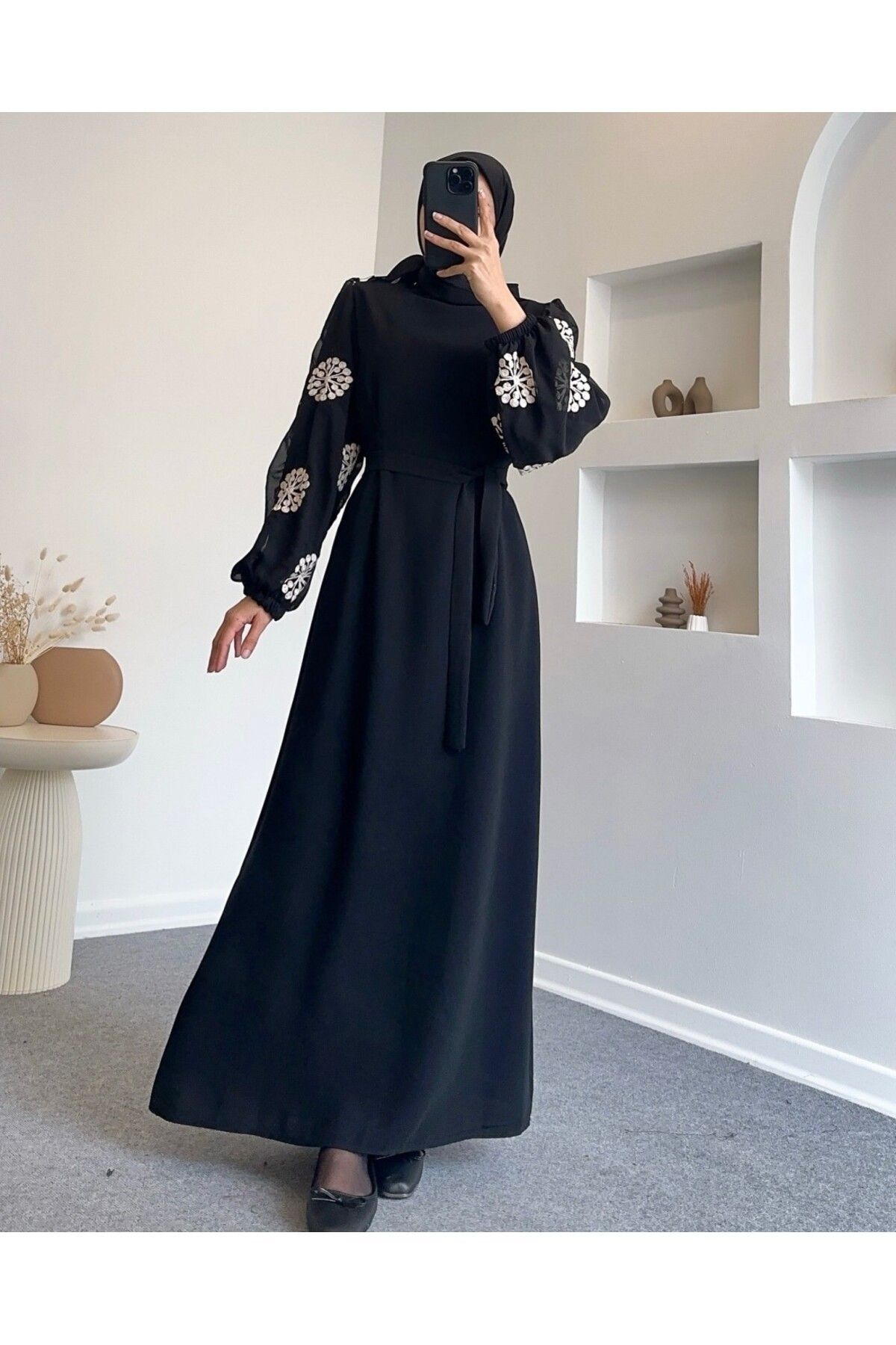 KOLLARI TÜL ÇİÇEKLİ ELBİSE