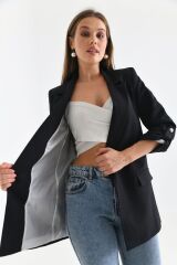 Kadın Kapamasız Astarlı Blazer Ceket