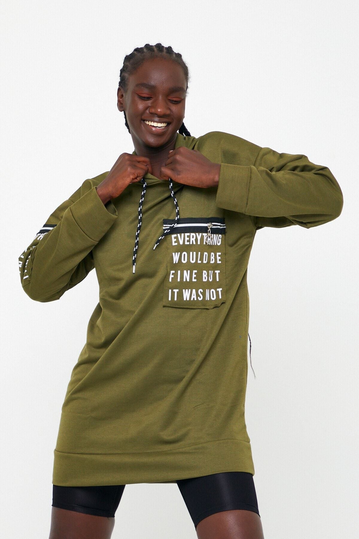 Kadın Kapüşonlu Cep Detay Sweatshirt