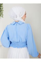 Kadın Ayrobin Bebe Yaka Tesettür Bluz Mavi - XL