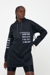 Kadın Kapüşonlu Cep Detay Sweatshirt Siyah - L