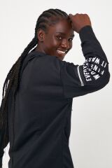 Kadın Kapüşonlu Cep Detay Sweatshirt Siyah - L