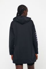 Kadın Kapüşonlu Cep Detay Sweatshirt Siyah - L