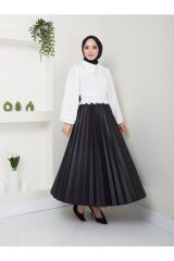 Kadın Ayrobin Bebe Yaka Tesettür Bluz Beyaz - 2XL
