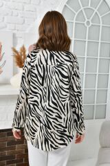 Kadın Saten Gömlek Zebra - 36